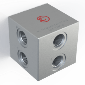 Dual Ductile Iron Header with Pressure and tank ports with SAE ORB ports J1926-1 ISO 11926-1 MS16142