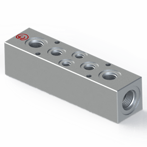 5 Station Aluminum Hydraulic header with SAE ORB ports J1926-1 ISO 11926-1 MS16142