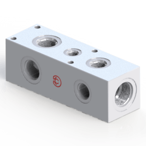 3 top and 2 side ported Aluminum Hydraulic Header with SAE ORB ports J1926-1 ISO 11926-1 MS16142