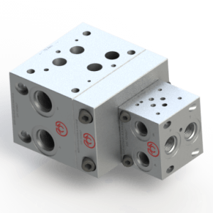 Used to end couple, join, convert, transition, reduce a NG16 D07 4401–07–07–0–05 Modular Sectional Bar Manifold to NG6 D03 4401–03–02–0–05 Modular Sectional Bar Manifold 